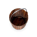 Rustic Wooden Decorative Bucket With Metal Handle For Home Ornamental
