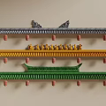 Traditional Architectural Components With Multiple Colored Roof Styles Decorative Tiles And Small Sculptures