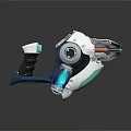 Futuristic Weapon Design Featuring White Blue Green Accents Metallic Handle And Glowing Energy Core