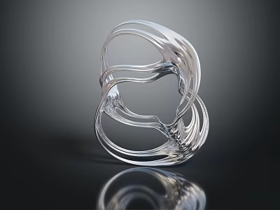 Modern Abstract Sculpture With Polished Metal Circular Reflective Design And Artistic Form 3d model