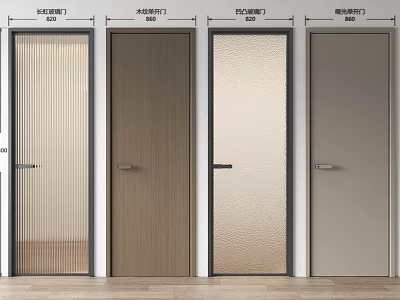 Various Hinged Door Styles With Wooden And Frosted Glass Panels For Modern Home Interior 3d model