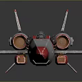 Gray and Red Cosmic Spacecraft Model With Multiple Engines And Wings