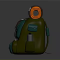 Green Outdoor Backpack With Orange Top Brown Straps Red Flag And Multiple Side Pockets 3d model