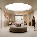 Modern Minimalist Beauty Salon Interior Reception Area With Cozy Seats And Soft Warm Ambient Lighting
