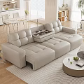 Modern Leather Sofa Bed With Center Table And Comfortable Living Room Design