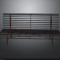 Rustic Industrial Architectural Metal Bench With Weathered Slatted Structure