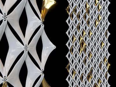 White And Gold Geometric Laser Cut Wall Hangings With Diamond Lattice Pattern 3d model