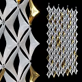White And Gold Geometric Laser Cut Wall Hangings With Diamond Lattice Pattern