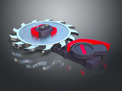 Industrial Mechanical Equipment Featuring Circular Gear Red Black Components And Structural Design 3d model