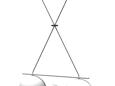 Modern Minimalist Chandelier With Crossed Metal Rods And Two Spherical Shades 3d model