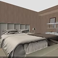 Modern Bedroom Decorative Cabinet With Metal Frame White Drawers And Books On Wooden Walls