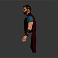 3D Model of Humanoid Warrior Character With Ancient Armor Red Robe and Blue Shoulder Guards