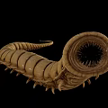 Reconstructed Prehistoric Segmented Creature With Circular Mouthparts And Sharp Spines