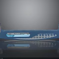 Blue Ship Structure With Transparent Hull Metal Support Frames And Reflective Base