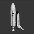 Detailed Space Rocket Model with White Main Body and Red Base Boosters 3d model