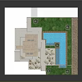 City High Rise Building Design With Swimming Pool And Green Plants On Platform Base
