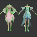 Women's Traditional Flowy Dresses In Pink And Blue Colors For Daily Wear