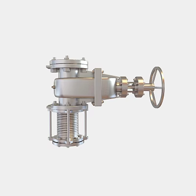 Industrial Metal Valve With Flange Handwheel And Bellows Support Structure 3d model