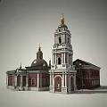 European Architecture Featuring Golden Domes Towers Red Brick Walls White Trim And Arched Windows