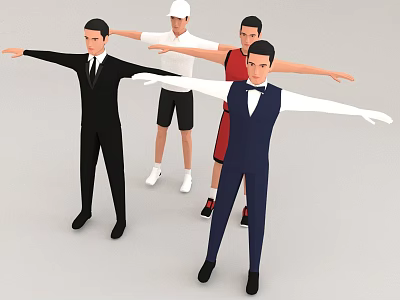 Multiple Game and Movie Characters Stretching Arms With Various Outfits and Styles 3d model