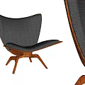 Modern Interior Accent Chair with Curved Black Mesh Backrest and Wooden Legs