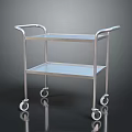 Stainless Steel Medical Cart With Double Layer Shelves And Wheels