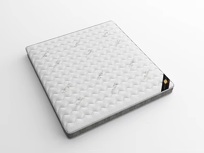White Mattress With Wavy Pattern And Brand Label For Supportive Sleep 3d model