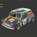Green And White Vintage Race Car With Number 163 And Decorative Stickers