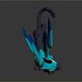 Cartoon Fantasy Character Featuring Blue Winged Spotted Cat Like Creature