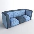 Modern Blue Two Seater Sofa With Diamond Pattern Upholstered Cushions 3d model