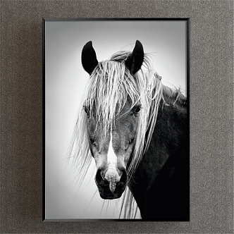 Modern Animal Painting Simple Black and White Bedroom Animal Horse Decorative Painting 3d model