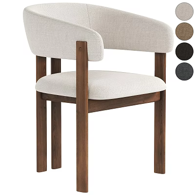 Modern Upholstered Dining Chair With Fabric Seat Wooden Legs And Multiple Color Options 3d model