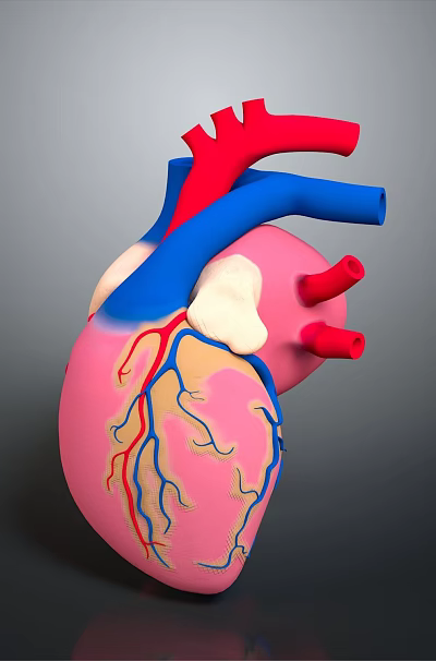 3D Human Heart Anatomical Model Medical Device with Colored Arteries and Veins 3d model