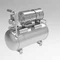 Industrial Silver Air Compressor With Cylindrical Tank Top Unit Heat Sink And Handle