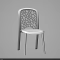 White Modern Dining Chair Featuring Hollow Circular Patterns On Backrest Design