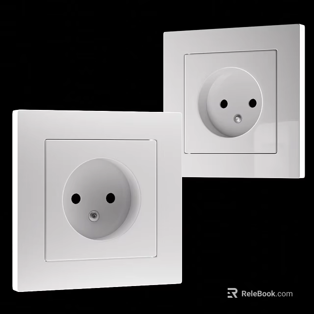 Modern White Switch Socket Panel With Square Design And Smooth Surface 3d model 