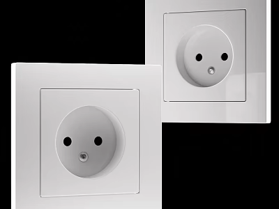Modern White Switch Socket Panel With Square Design And Smooth Surface 3d model