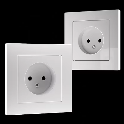Modern White Switch Socket Panel With Square Design And Smooth Surface 3d model