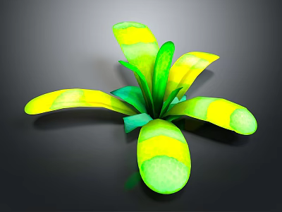 Vibrant Variegated Plant with Green and Yellow Broad Leaves in 3d model