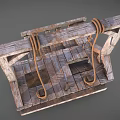 Antique Wooden Frame Structure With Hanging Ropes And Wooden Beam Platform Design