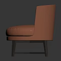 Modern Single Sofa With Leather Upholstery Round Back And Metal Legs Design