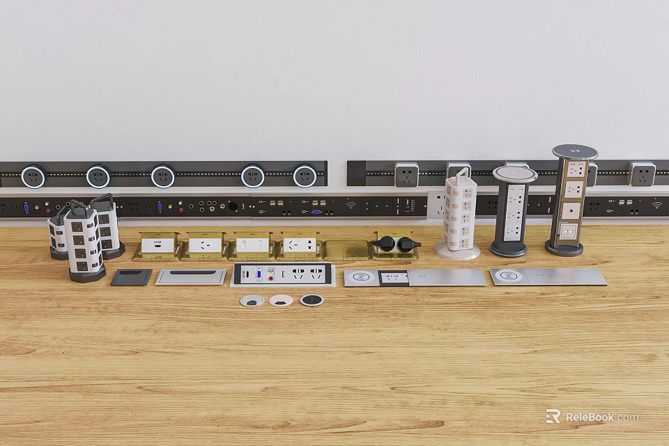 Various Modern Switch Panels with Different Design Styles for Home Electrical Decor and Accessories 3d model 