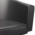 Black Leather Leisure Chair With Armrests And Round Metal Base In Modern Design