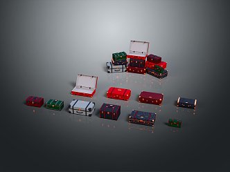 Modern Boxes Leather Boxes Luggage 3d model