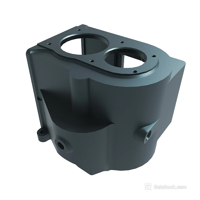 Gray Cast Metal Mechanical Component With Two Circular Holes And Precision Structure 3d model