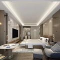 Modern Hotel Guest Room Interior With Cozy Sofa TV And Floor to Ceiling Window