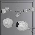 Modern Branch Like Chandelier With Transparent Glass Globes And Illuminated Bulbs