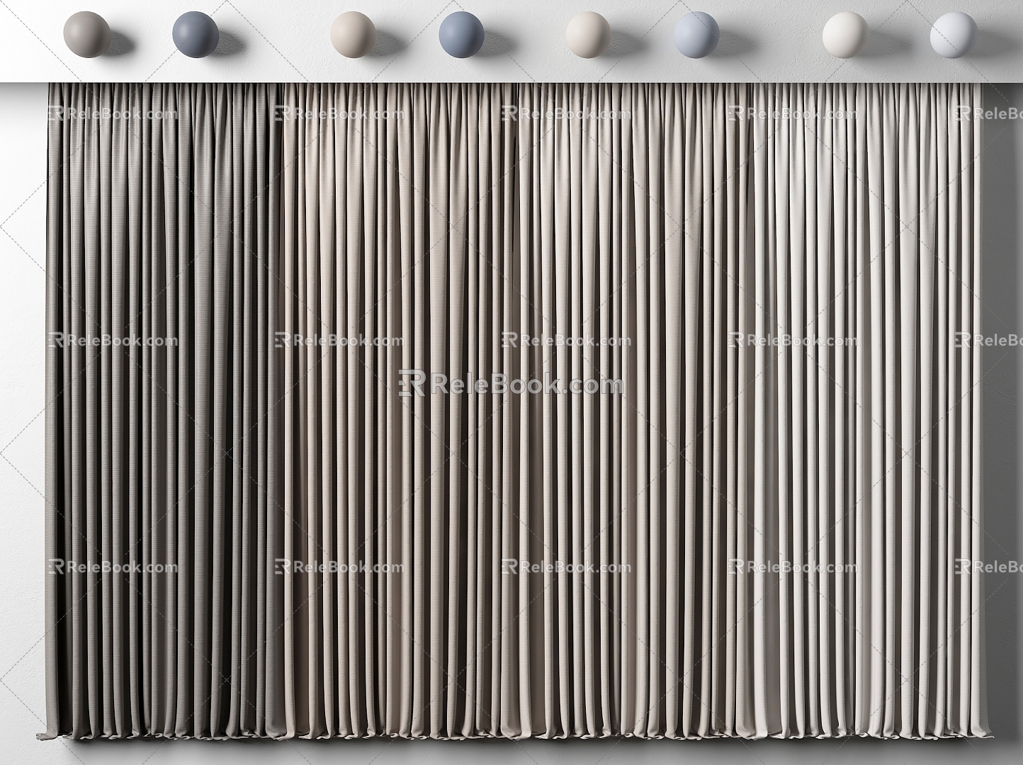 Modern Curtain Quiet Curtain Cream Wind Curtain 3d model