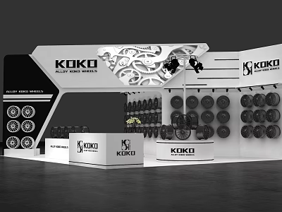 KOKO Exhibition Booth With Gear Design And Dumbbell Display Arrangement 3d model