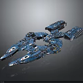 Futuristic Blue Cosmic Spacecraft With Multi Section Hull And Advanced Engine Modules For Space Exploration 3d model